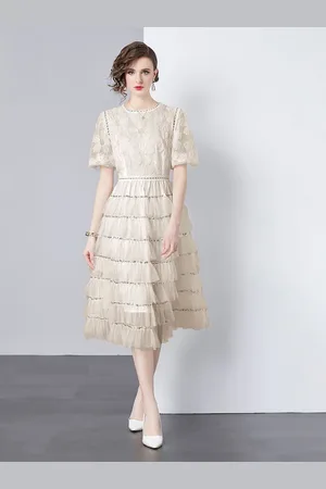 JC Collection Women Lace-Up Fit & Flare Midi Dress