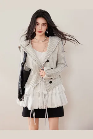 JC Collection Women Cable Knit Crop Cardigan