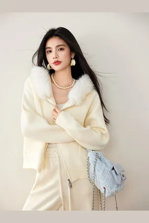 JC Collection Women Hood Cardigan with Fuzzy Detail