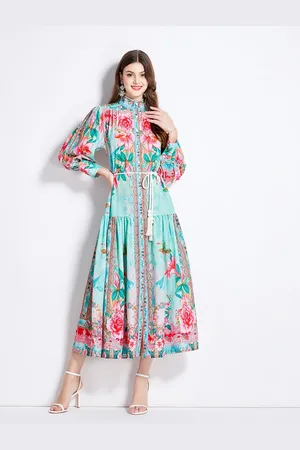 JC Collection Women Floral Printed Tiered Maxi Dress