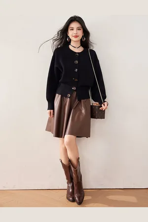 JC Collection Women Cable Knit Round Neck Cardigan