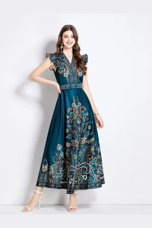 JC Collection Women Floral Print Maxi Dress