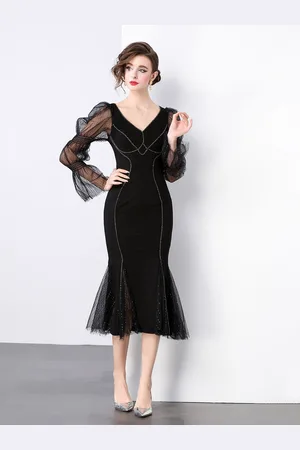 JC Collection Women Puff Sleeve Sheath Midi Dress