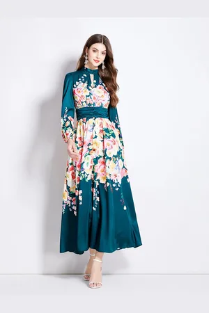JC Collection Women Floral Print Fit and Flare Midi Dress