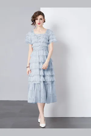 JC Collection Women Ruffled Fit & Flare Midi Dress