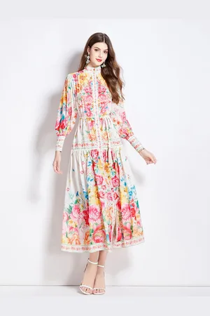 JC Collection Women Floral Printed Fit & Flare Midi Dress