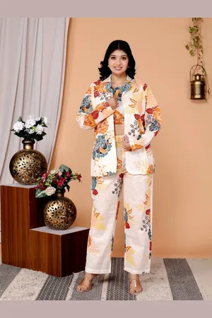 AO Services Printed Top & Trousers With Jacket Co-Ords Set