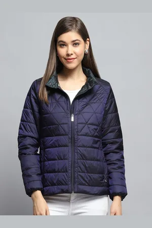 Monte Carlo Women Spread Collar Solid Casual Lightweight Puffer Jacket