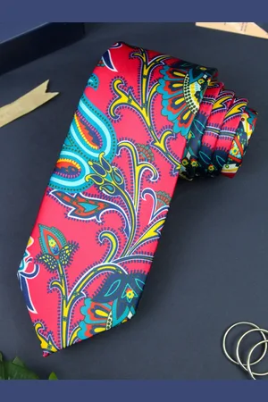 PELUCHE Pink Printed Broad Tie