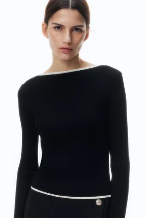 H&M Women Rib-Knit Boat-Neck Top