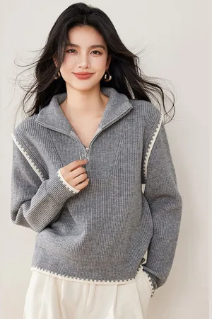 JC Collection Women Ribbed Crop Pullover