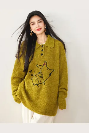 JC Collection Women Shirt Collar Longline Pullover