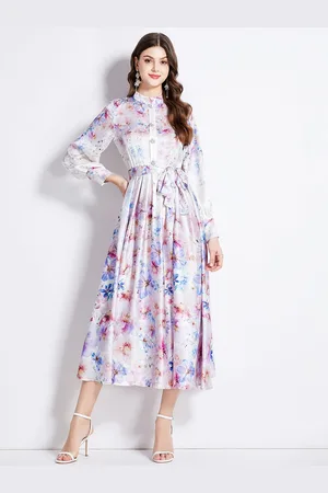 JC Collection Women Floral Printed Fit & Flare Midi Dress