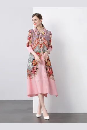 JC Collection Women Floral Printed Tie-Up Neck Fit & Flare Midi Dress