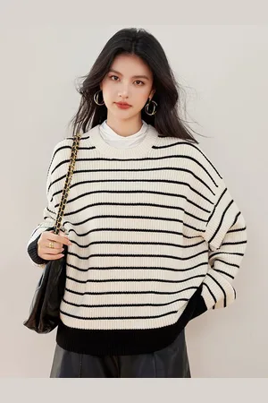 JC Collection Women Striped Pullover