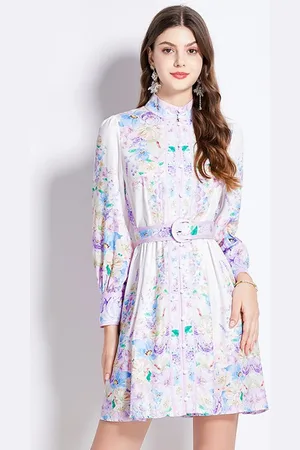 JC Collection Women Floral Printed Fit & Flare Dress Comes with a belt