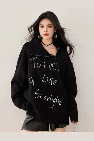 JC Collection Women Typography Self Design Longline Pullover