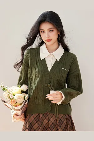 JC Collection Women Cable Knit Crop Cardigan