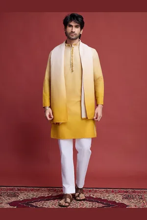 SHUBHVASTRA Floral Embroidered Mandarin Collar Kurta