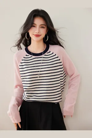 JC Collection Women Striped Pullover
