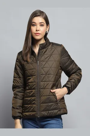 Monte Carlo Women Mock Collar Solid Casual Lightweight Quilted Jacket