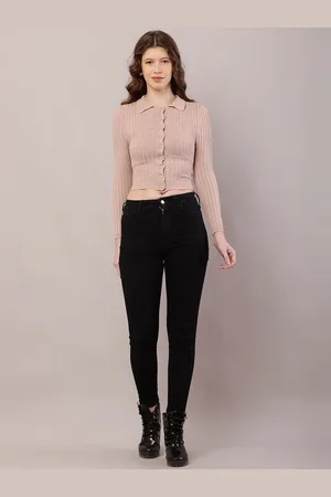 NoBarr Women Shirt Collar Crop Cardigan