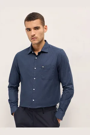 The Bear House Men Tailored Fit Spread Collar Geometric Printed Cotton Formal Shirt