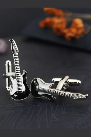PELUCHE Silver-Toned The Musical Man Symbol Cufflink