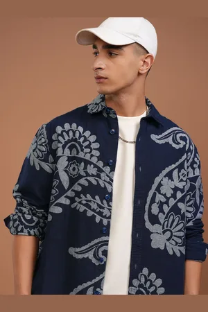 Highlander Men Jacquard Textured Casual Relaxed Overshirt