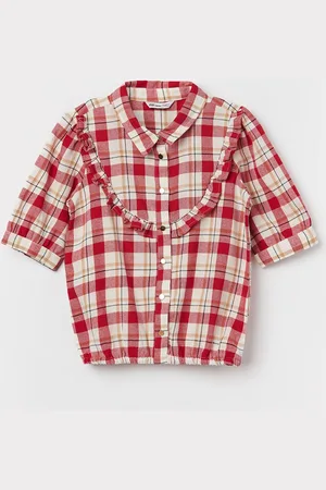 Lifestyle Women Checked Cotton Shirt Style Top