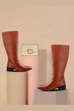 BXXY Women High-Ankle Knee-Length Zipper Boots