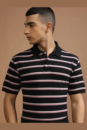 Highlander Men Striped Polo Collar Relaxed Fit T-shirt