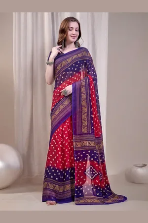 Ambuja International Poly Georgette Bandhani Saree