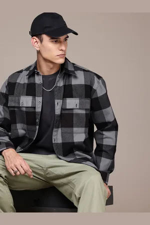Roadster The Life Co. Buffalo Checks Drop-Shoulder Sleeves Relaxed Fit Casual Shacket