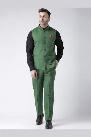 Hangup Men Green Single-Breasted Regular Fit Two-Piece Party Suit