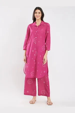 Pink Fort Women Bandhani Printed Regular Pure Cotton Kurta with Trousers