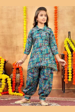 Aarika Girls Ethnic Motifs Printed Regular Pure Cotton Kurta with Trousers