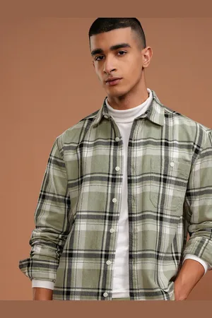 Highlander Men Herringbone Melange Textured Checked Relaxed Overshirt