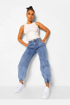 KOTTY Women High-Rise Heavy Fade Clean Look Stretchable Jogger Jeans