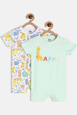 MINI KLUB Infant Boys Pack Of 2 Printed Pure Cotton Rompers