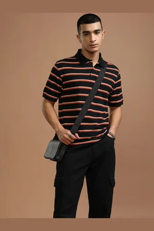 Highlander Men Striped Polo Collar Relaxed Fit T-shirt