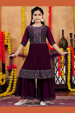 Aarika Girls Ethnic Motifs Regular Kurta with Sharara