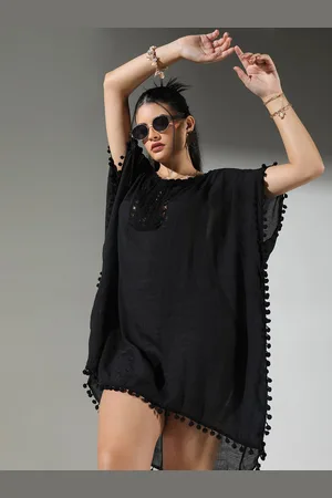 SHOWOFF Women Cotton With Pom-Pom Detail Kaftan Dress