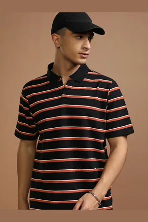Highlander Men Striped Polo Collar Relaxed Fit T-shirt