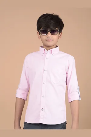 Crimsoune Club Boys Classic Button-Down Collar Textured Cotton Casual Shirt