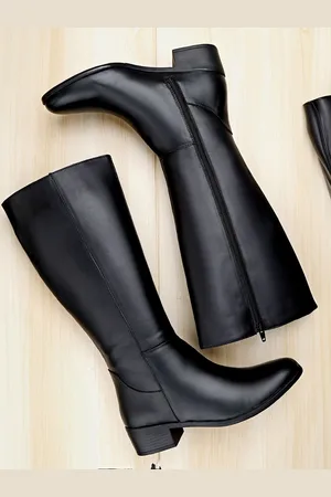 BXXY Women High-Ankle Knee-Length Zipper Boots