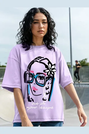Bewakoof Women Graphic Printed Round Neck Pure Cotton Oversized T-shirt