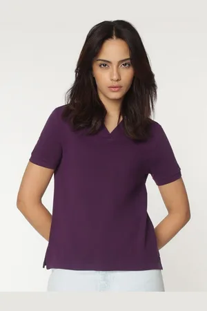 Marks & Spencer Women Solid Polo Collar Cotton T-shirt