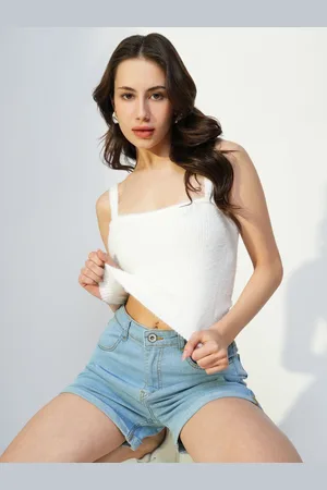 SHOWOFF Women Shoulder Straps Fringed Crop Top