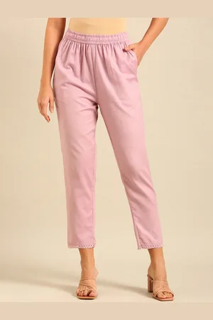 De Moza Women Cotton Cropped Cigarette Trousers